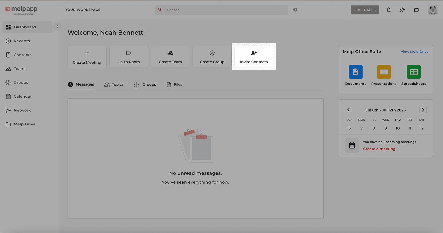 Dashboard invite